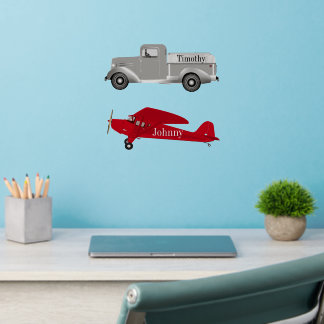 Vintage Airplane Truck Wall Contour Decal Sticker