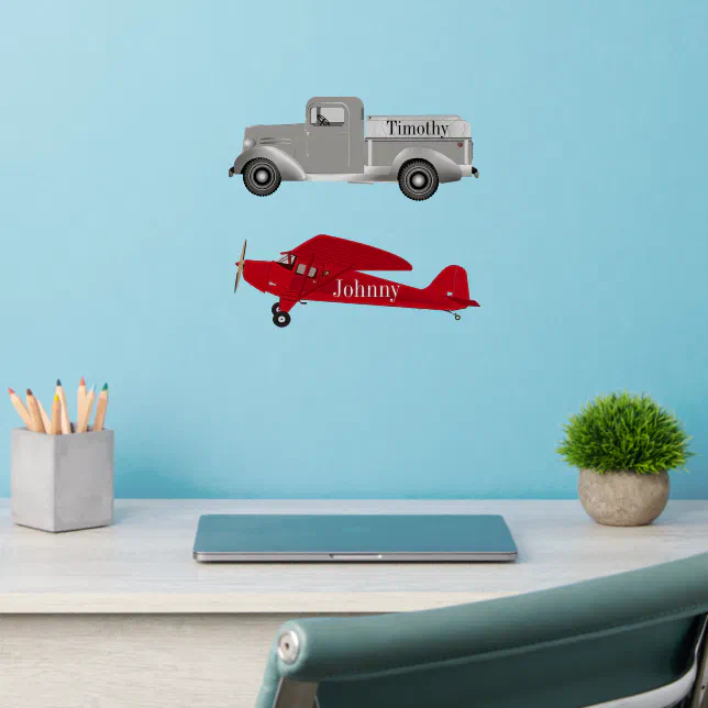 Vintage Airplane Truck Wall Contour Decal Sticker | Zazzle