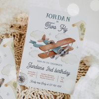 Vintage Airplane Two Fly Travel 2nd Birthday Party