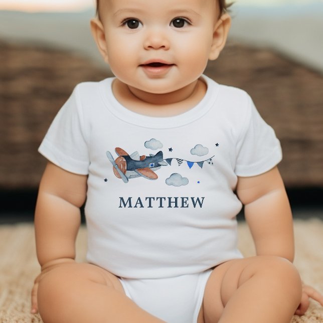 Vintage Airplane Watercolor Baby Bodysuit (Creator Uploaded)
