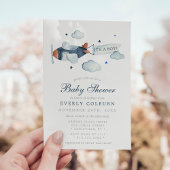 Vintage Airplane Watercolor It's A Boy Baby Shower Invitation