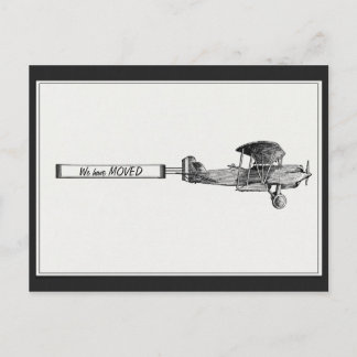 Vintage Airplane We have MOVED Announcement Postcard