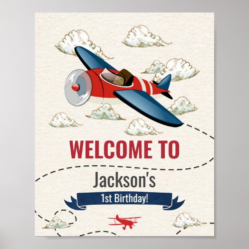 Vintage Airplane Welcome Party Sign