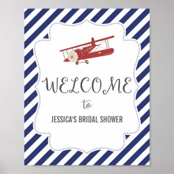 Vintage Airplane Welcome Poster Print by melanileestyle at Zazzle