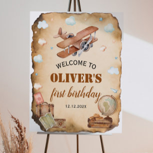 Vintage Airplane Welcome Sign Birthday Baby Shower
