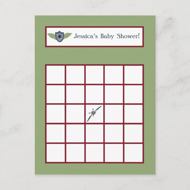 Vintage Airplane Writable Bingo Card (Front)