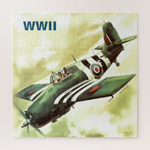 Vintage Airplane WWII World War 2 Art Painting Jigsaw Puzzle