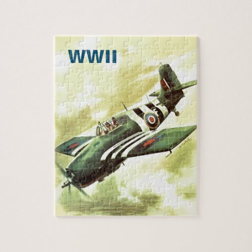 Vintage Airplane WWII World War 2 Art Painting Jigsaw Puzzle
