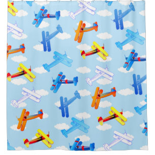 Vintage Airplanes Airforce Aviator Shower Curtain