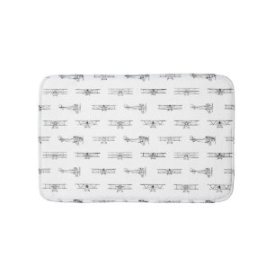 Vintage Airplanes Aviation Themed CUSTOM COLOR Bath Mat