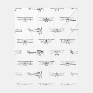 Vintage Airplanes Aviation Themed CUSTOM COLOR Fleece Blanket