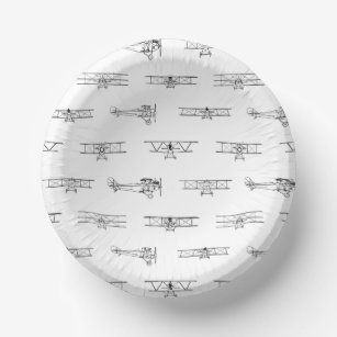 Vintage Airplanes Aviation Themed CUSTOM COLOR Paper Bowls