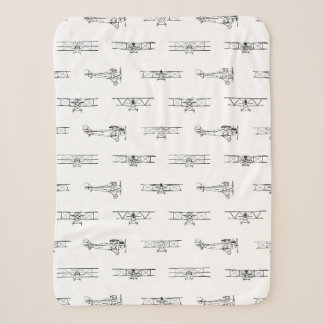 Vintage Airplanes Aviation Themed CUSTOM COLOR Sherpa Blanket