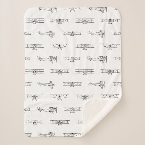 Vintage Airplanes Aviation Themed CUSTOM COLOR Sherpa Blanket