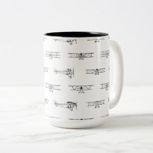 Vintage Airplanes Aviation Themed CUSTOM COLOR Two-Tone Coffee Mug