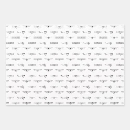 Vintage Airplanes Aviation Themed CUSTOM COLOR Wrapping Paper Sheets