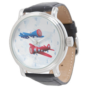 Vintage Airplanes Aviator Watch