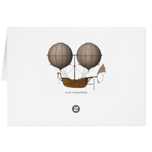 Vintage Airship Dirigible Adventure Thank You (Back Horizontal)