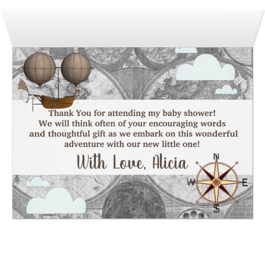 Vintage Airship Dirigible Adventure Thank You (Inside Horizontal (Bottom))