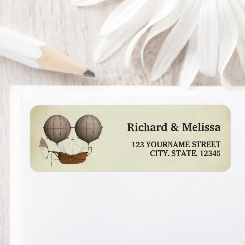 Vintage Airship Hot Air Balloon Wedding Label