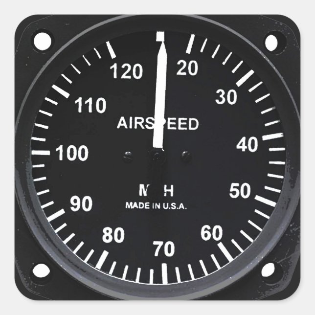 Vintage Airspeed Guage Square Sticker (Front)