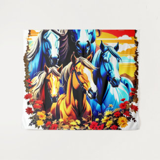 Vintage Akbars Horses Crewneck - Horses Gift Tapestry