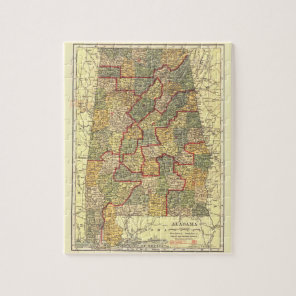 Vintage Alabama Map Congressional Districts (1911) Jigsaw Puzzle