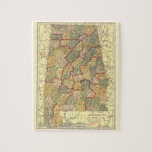 Vintage Alabama Map Congressional Districts 1911 Jigsaw Puzzle