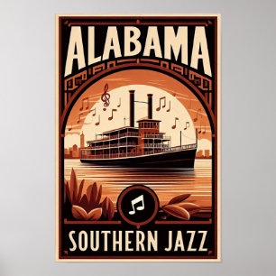 Vintage Alabama Riverboat Poster