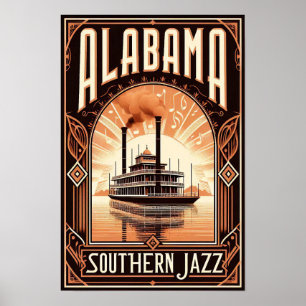 Vintage Alabama Riverboat Poster