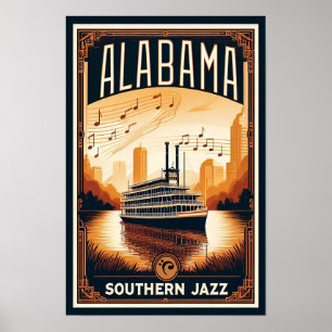 Vintage Alabama Riverboat Poster