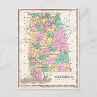 Vintage Alabama State Map (1827) Postcard