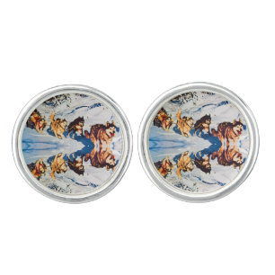 Vintage Alaska eskimo Malamute sled racing Cufflinks