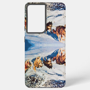 Vintage Alaska eskimo Malamute sled racing Samsung Galaxy S21 Ultra Case