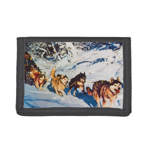 Vintage Alaska eskimo Malamute sled racing Trifold Wallet