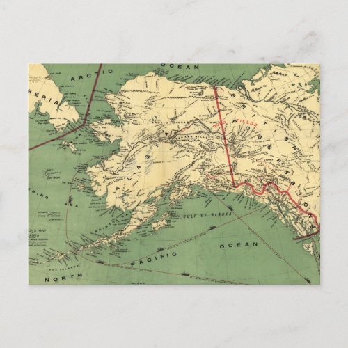 Vintage Alaska Map 1900 Postcard