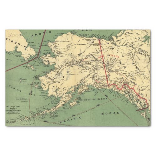 Vintage Alaska Map 1900 Tissue Paper