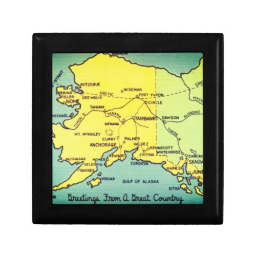 Vintage Alaska Map _ Bering Strait Nome Barrow Gift Box