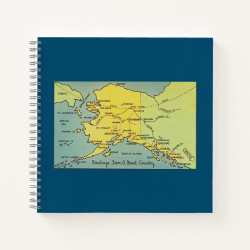 Vintage Alaska Map _ Bering Strait Nome Barrow Notebook