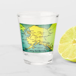 Vintage Alaska Map - Bering Strait, Nome, Barrow Shot Glass