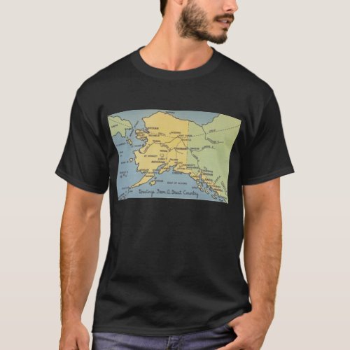 Vintage Alaska Map _ Bering Strait Nome Juneau T_Shirt