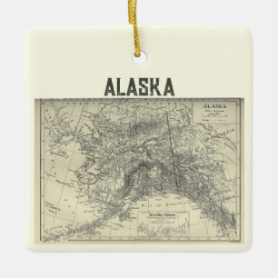 Vintage Alaska Map Ceramic Ornament