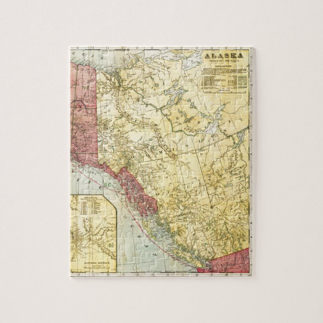 Vintage Alaska Map Jigsaw Puzzle (Vertical)