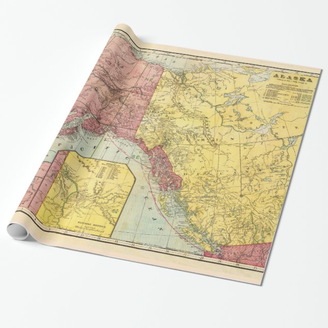 Vintage Alaska Map Wrapping Paper (Unrolled)
