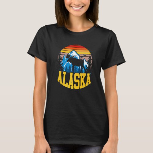 Vintage Alaska Moose Retro Alaskan Elk Nature T_Shirt