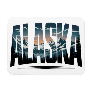 Vintage Alaska Outdoor Adventure Lettering Magnet
