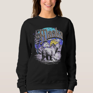 Vintage Alaska Outdoor Retro Polar Bear & Mountain Sweatshirt