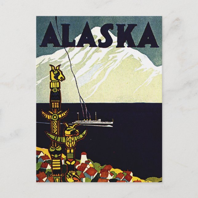 vintage alaska poster postcard (Front)