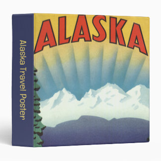 Vintage Alaska Travel Poster Art, Scenic Landscape 3 Ring Binder