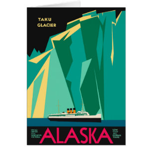 Vintage Alaska Travel Poster Art, Taku Glacier Cards